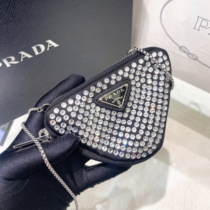 Prada Prada Mini- Pouch With Artificial Crystals Bag Black For Women 3.9 in/ 10 cm 1NR005_2AWL_F0T7O - Image 2