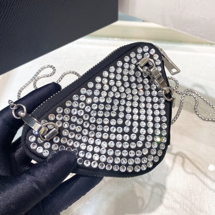 Prada Prada Mini- Pouch With Artificial Crystals Bag Black For Women 3.9 in/ 10 cm 1NR005_2AWL_F0T7O - Image 3