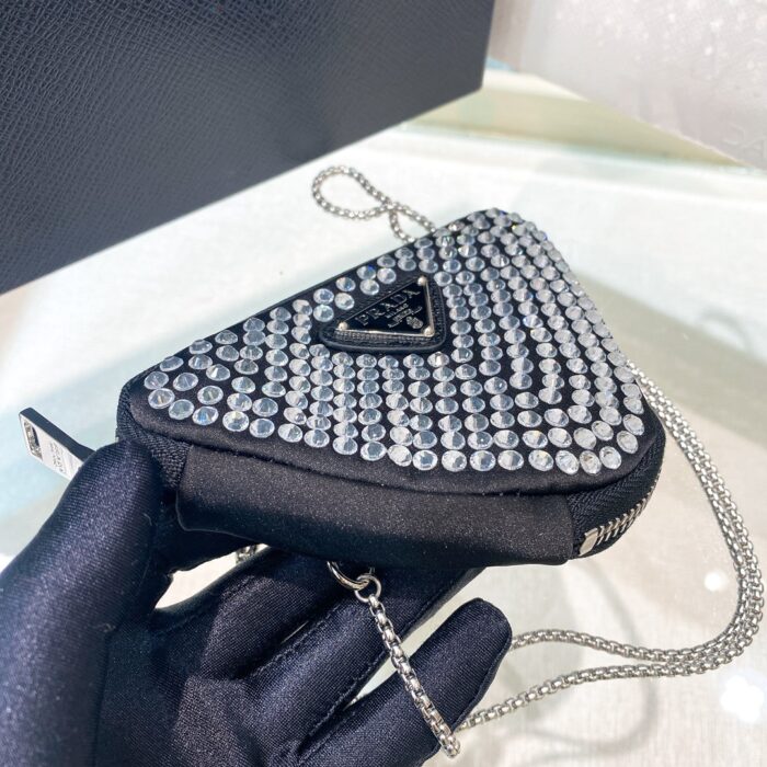 Prada Prada Mini- Pouch With Artificial Crystals Bag Black For Women 3.9 in/ 10 cm 1NR005_2AWL_F0T7O - Image 4