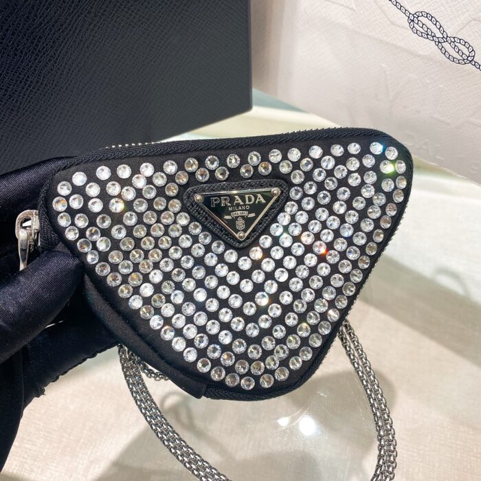 Prada Prada Mini- Pouch With Artificial Crystals Bag Black For Women 3.9 in/ 10 cm 1NR005_2AWL_F0T7O - Image 6