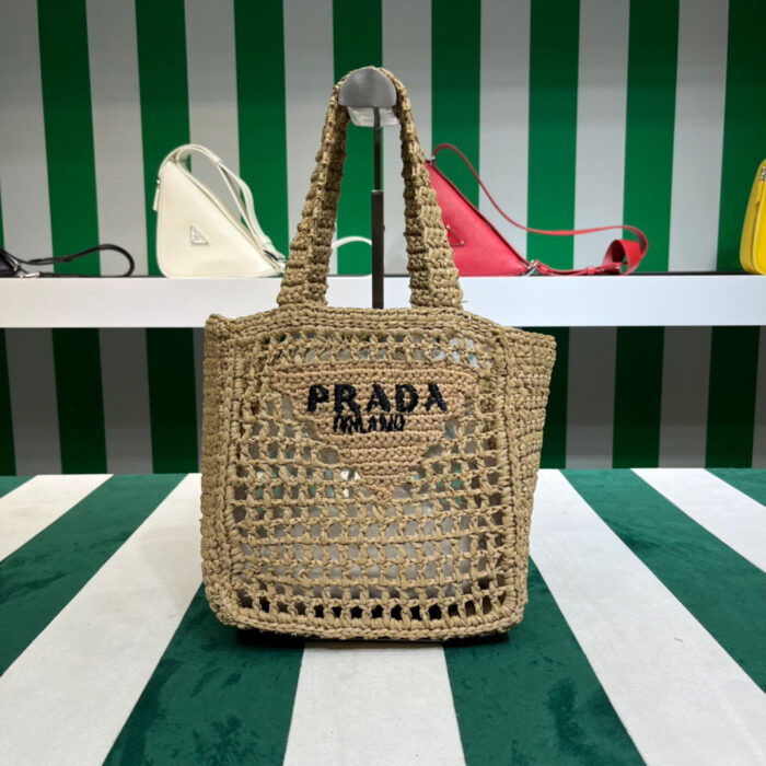 Prada Small Raffia Tote Beige For Women 22cm/ 8.7in 1BG444_2A2T_F0018_V_OOO - Image 9