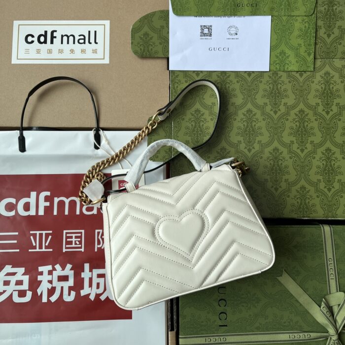 Gucci GG Marmont Mini Top Handle Bag White For Women, Women’s Bags 8.3in/21cm GG ‎547260 DTDIT 9022 - Image 6