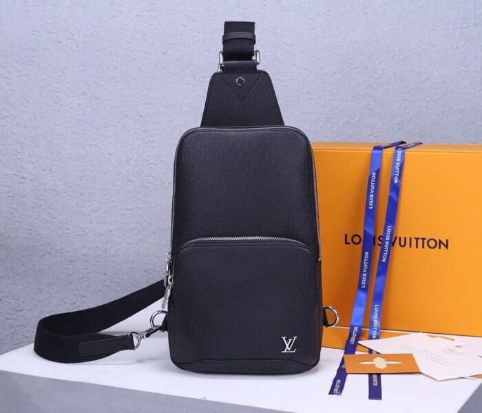 Louis Vuitton Avenue Sling Bag Taiga Black For Men, Men’s Bags, Messenger And Crossbody Bags 12.2in/31cm LV M30443