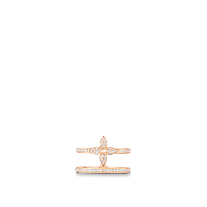 Louis Vuitton Idylle Blossom Two-Row Ring, Pink Gold And Diamonds For Women- Q9N42I - Image 4